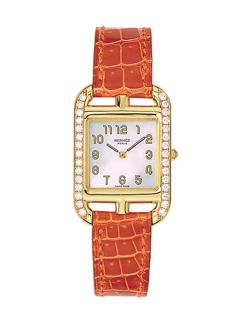 Hermès Watches - Cape Cod Diamond, 18K Yellow Gold & Alligator Strap Watch