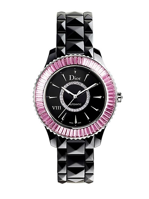 Dior - Dior VIII Diamond, Pink Sapphire, Diamond & Black Ceramic Bracelet Watch