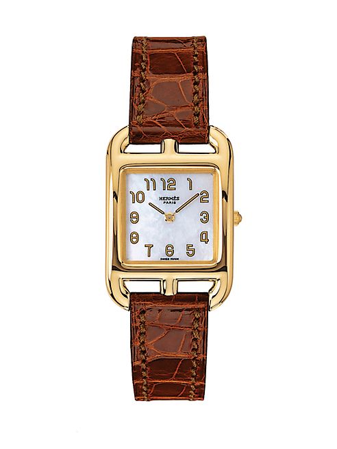 Hermès Watches - Cape Cod Mother-Of-Pearl, 18K Yellow Gold & Alligator Strap Watch