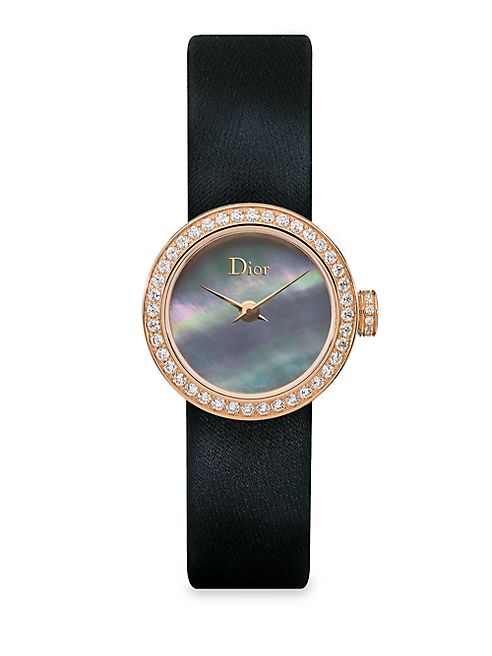 Dior - D de Dior Diamond, Mother-Of-Pearl, 18K Yellow Gold & Leather Strap Watch