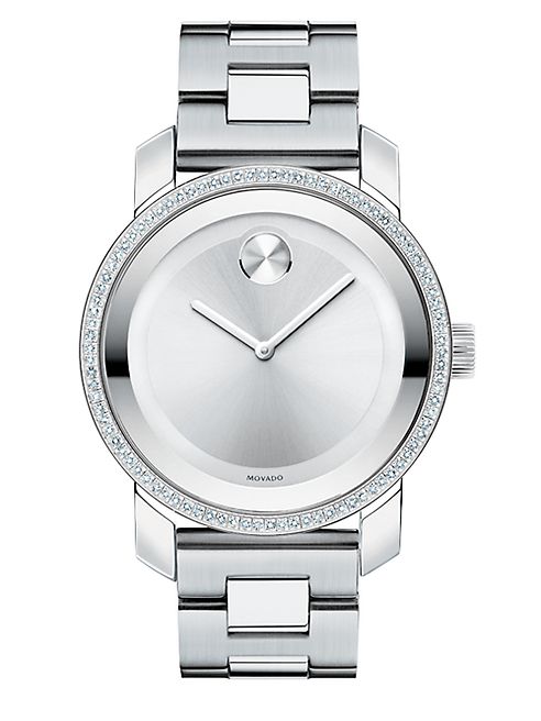 Movado - Bold Diamond & Stainless Steel Bracelet Watch