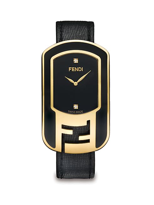 Fendi - Goldtone IP Stainless Steel & Diamond Watch/Black