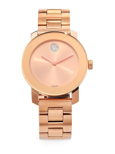 Movado - Bold Rose Goldtone IP Stainless Steel Bracelet Watch