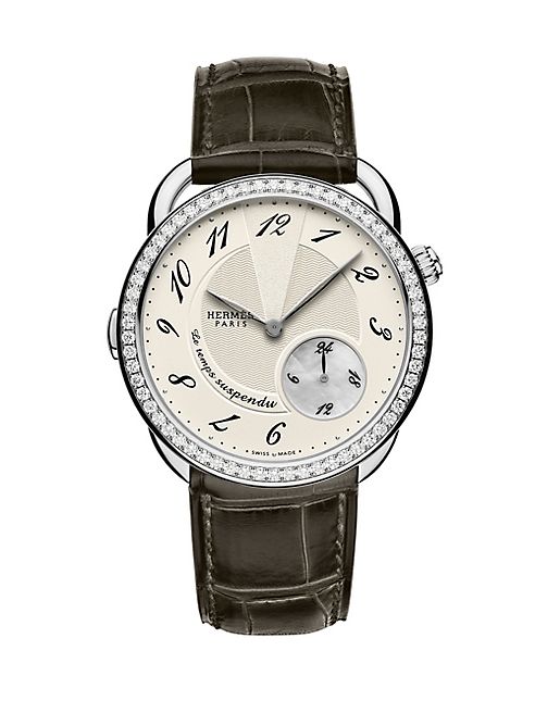 Hermès Watches - Arceau Le Temps Suspendu Diamond, Stainless Steel & Alligator Strap Watch