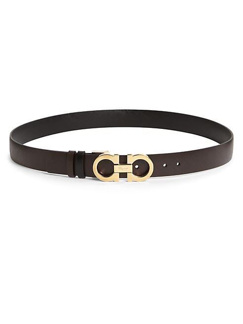 Salvatore Ferragamo - Gancini Small Reversible Saffiano Leather Belt