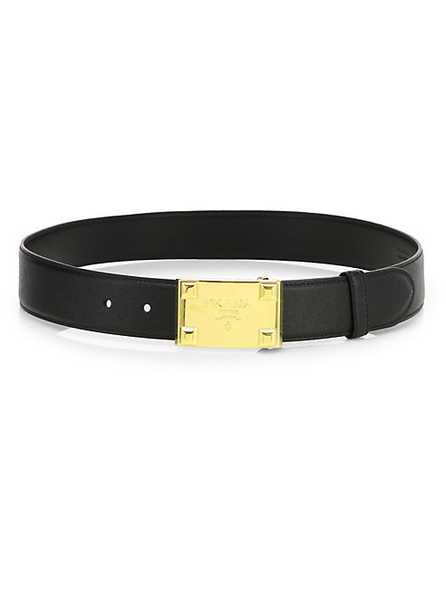 Prada - Saffiano Logo Plaque Belt