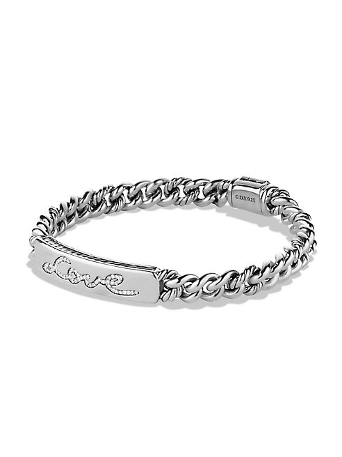 David Yurman - Petite Pavé Curb Link Love ID Bracelet with Diamonds