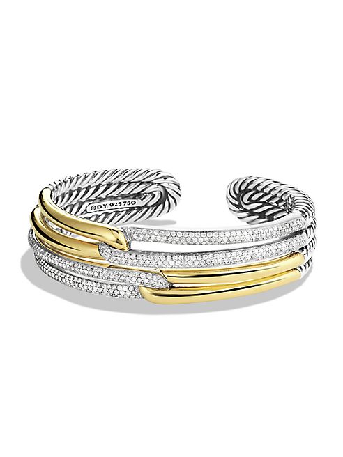 David Yurman - Labyrinth Double-Loop Cuff with Diamonds and Gold