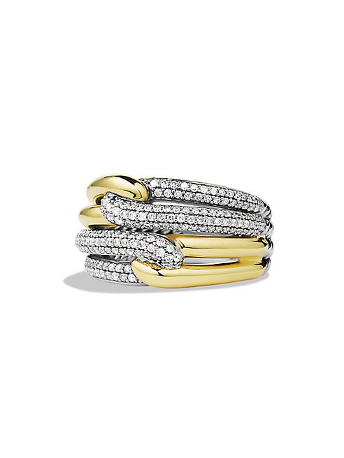 David Yurman - Labyrinth Triple-Loop Ring with Diamonds and Gold