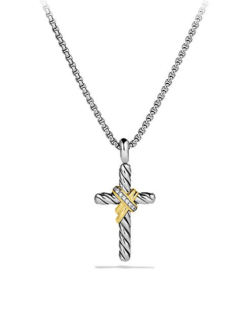 David Yurman - X Cross with Diamonds and Gold on Chain