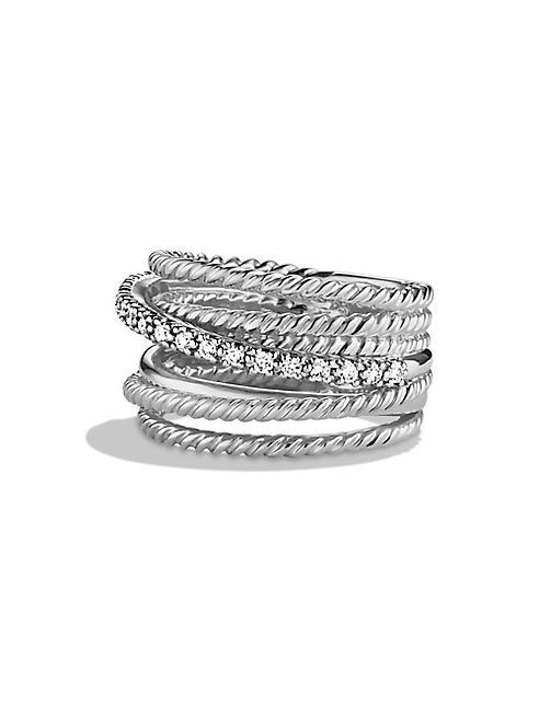 David Yurman - Crossover Wide Ring with Diamonds