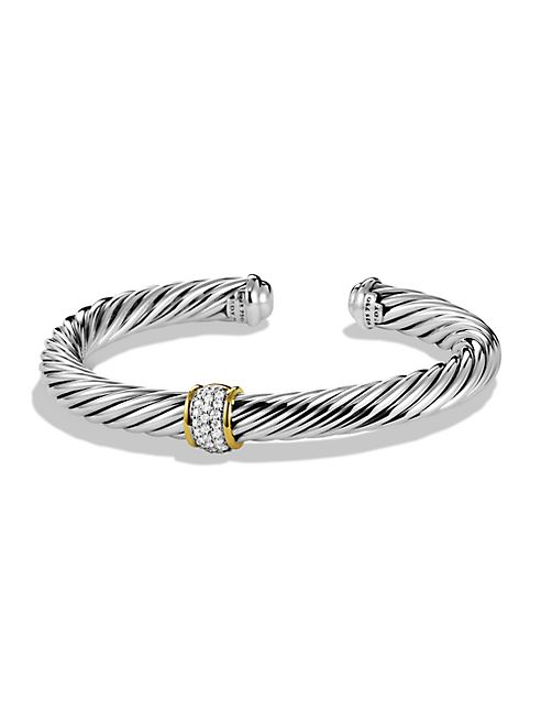 David Yurman - Cable Classics Bracelet with Diamonds and Gold