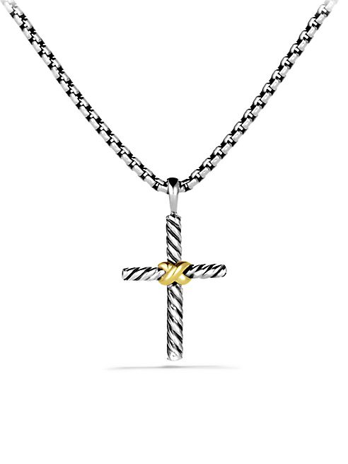 David Yurman - Petite X Cross with Gold on Chain