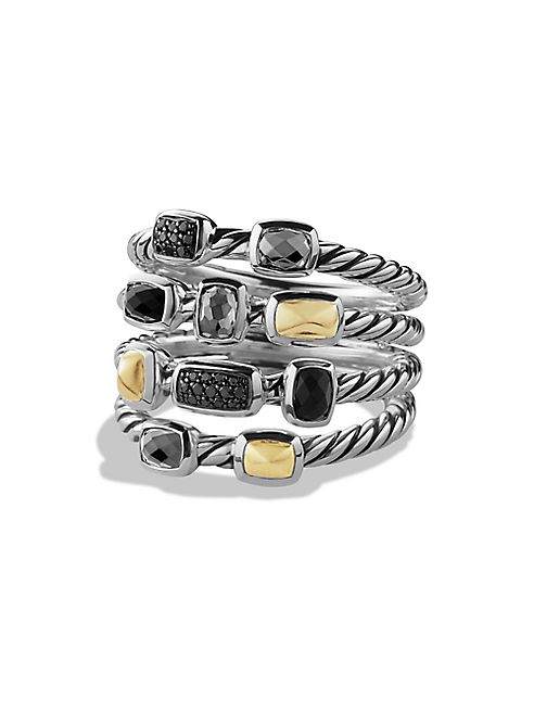 David Yurman - Confetti Ring with Black Onyx, Black Diamonds and Gold