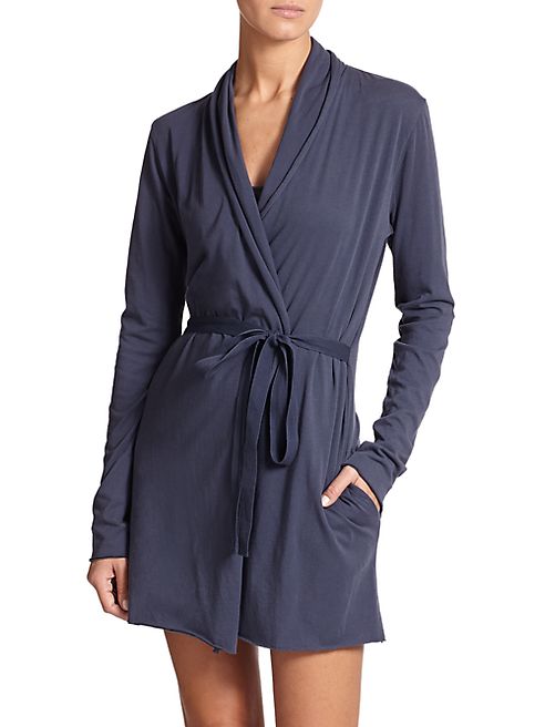 SKIN - Double-Layer Pima Cotton Jersey Wrap Robe