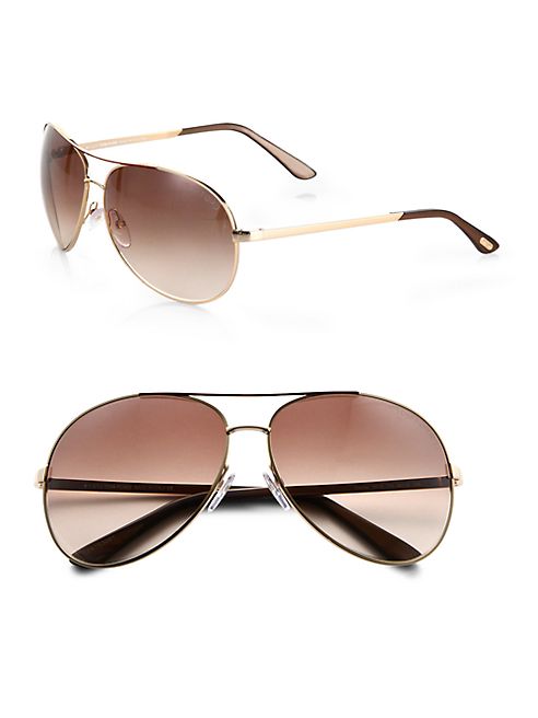 Tom Ford Eyewear - Charles 62MM Aviator Sunglasses/Rose Gold