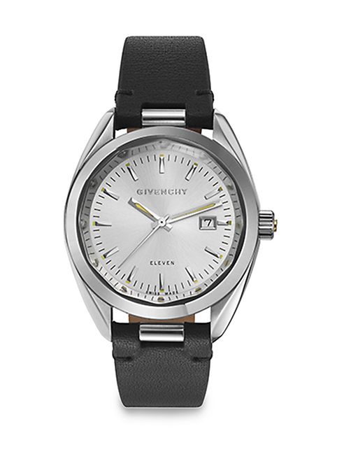 Givenchy - Eleven Stainless Steel & Leather Strap Watch/Black