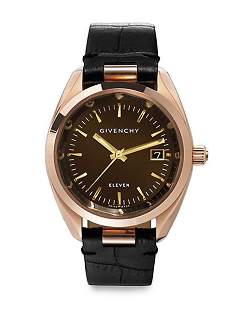 Givenchy - Eleven Rose Goldtone Stainless Steel & Crocodile-Embossed Leather Strap Watch