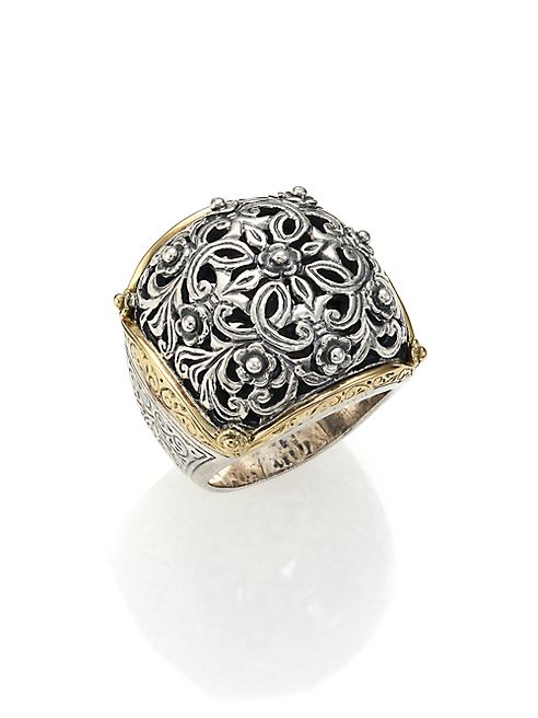 Konstantino - Classics 18K Yellow Gold & Sterling Silver Floral Filigree Ring