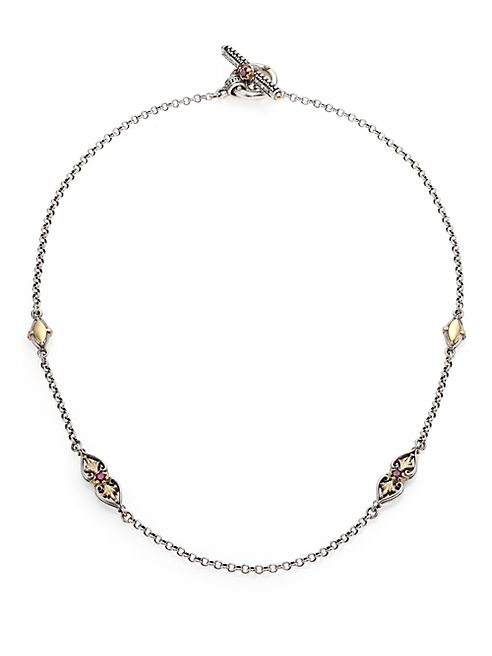 Konstantino - Artemis Rhodolite, 18K Yellow Gold & Sterling Silver Ornate Necklace