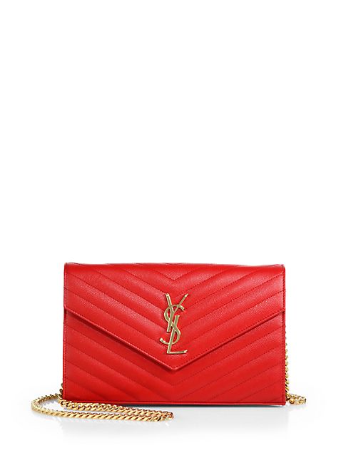 Saint Laurent - Medium Monogram Mattelasse Leather Chain Wallet