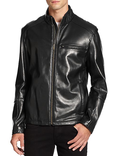 Cole Haan - Smooth Leather Moto Jacket