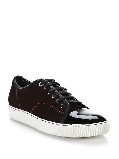 Lanvin - Suede & Patent Leather Low-Top Sneakers