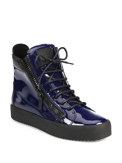 Giuseppe Zanotti - Patent Double Zip High-Top Sneakers