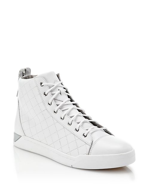 Diesel - Quilted Leather High-Top Sneakers