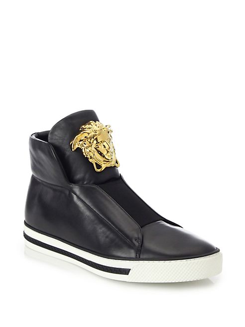 Versace - First Idol Leather High-Top Sneakers