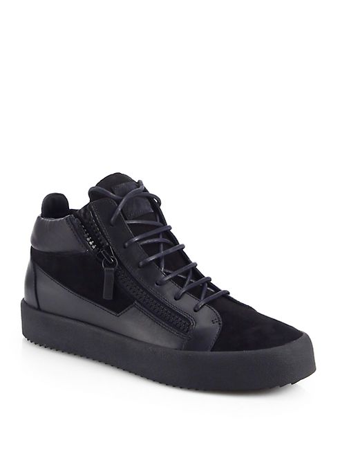 Giuseppe Zanotti - Leather & Suede Double-Zip Sneakers