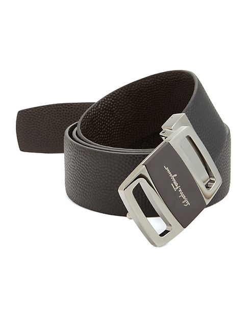 Salvatore Ferragamo - Reversible Pebbled Leather Belt