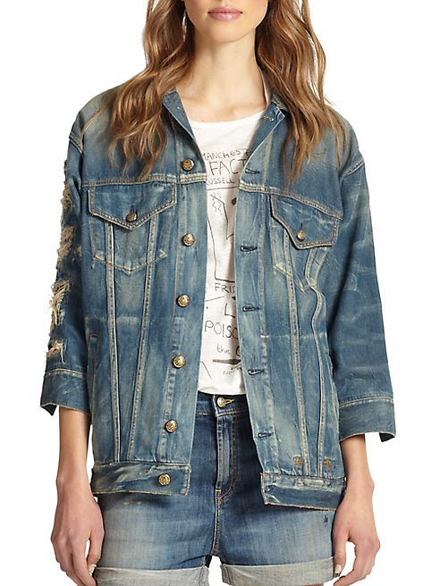 R13 - Oversized Distressed Denim Jacket