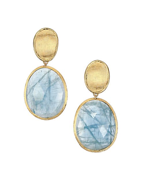 Marco Bicego - Lunaria Aquamarine & 18K Yellow Gold Small Drop Earrings