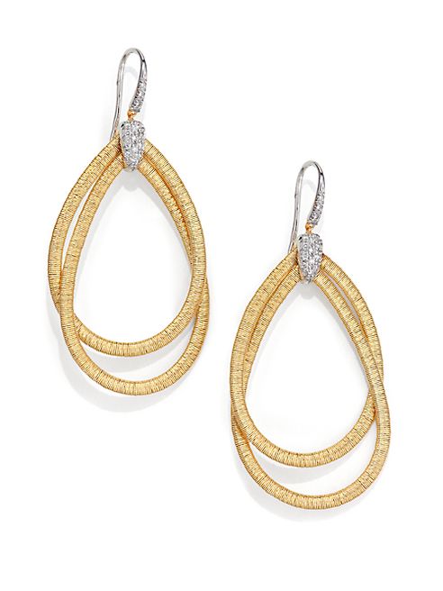 Marco Bicego - Cairo Diamond & 18K Yellow Gold Large Double Teardrop Earrings