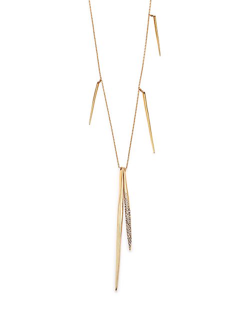 Alexis Bittar - Miss Havisham Crystal Long Spear Necklace/Goldtone