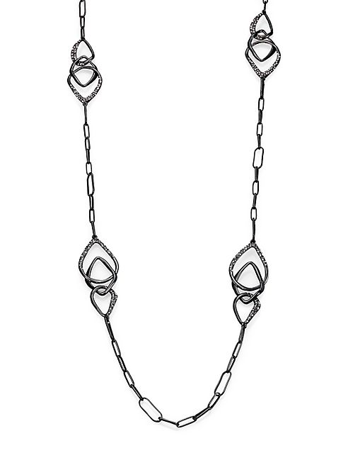 Alexis Bittar - Miss Havisham Kinetic Gun Pavé Crystal Three-Link Station Necklace