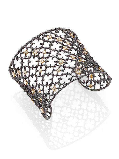 Alexis Bittar - Elements Muse D'Ore Crystal Two-Tone Studded Lace Cuff Bracelet