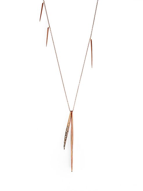 Alexis Bittar - Miss Havisham Crystal Long Spear Necklace/Rose Goldtone