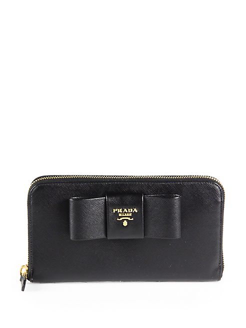 Prada - Saffiano Bow Zip-Around Wallet