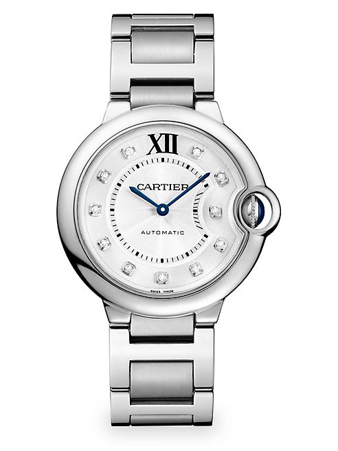 Cartier - Ballon Bleu de Cartier Medium Diamond & Stainless Steel Automatic Bracelet Watch