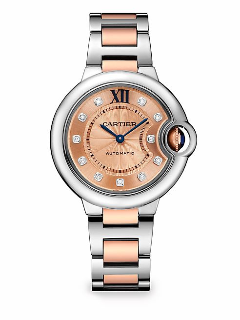 Cartier - Ballon Bleu de Cartier Diamond, 18K Pink Gold & Stainless Steel Bracelet Watch