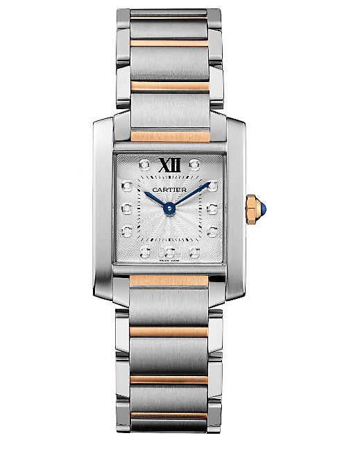 Cartier - Tank Francaise Medium Diamond, 18K Pink Gold & Stainless Steel Bracelet Watch