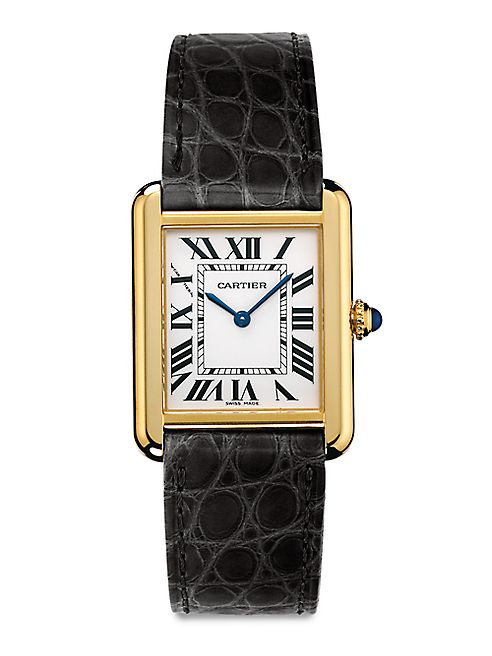 Cartier - Tank Solo Small 18K Yellow Gold & Alligator Strap Watch