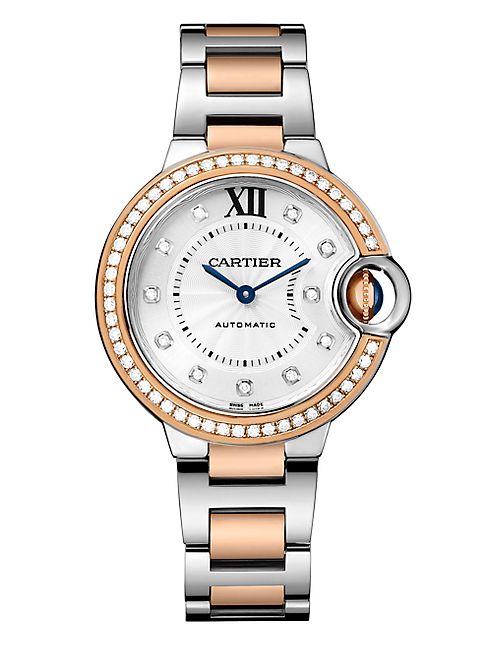 Cartier - Ballon Bleu de Cartier Diamond, 18K Pink Gold & Stainless Steel Bracelet Watch