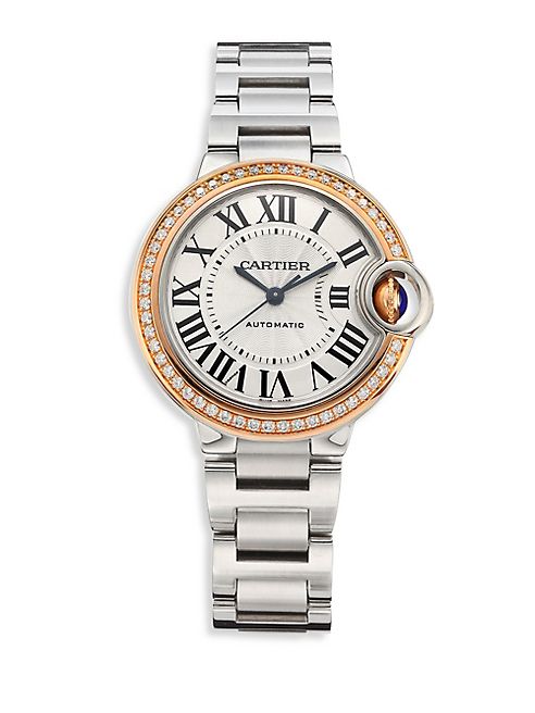 Cartier - Ballon Bleu de Cartier Diamond,18K Pink Gold & Stainless Steel Bracelet Watch