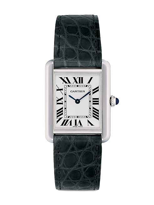 Cartier - Tank Solo Small Stainless Steel & Alligator Strap Watch