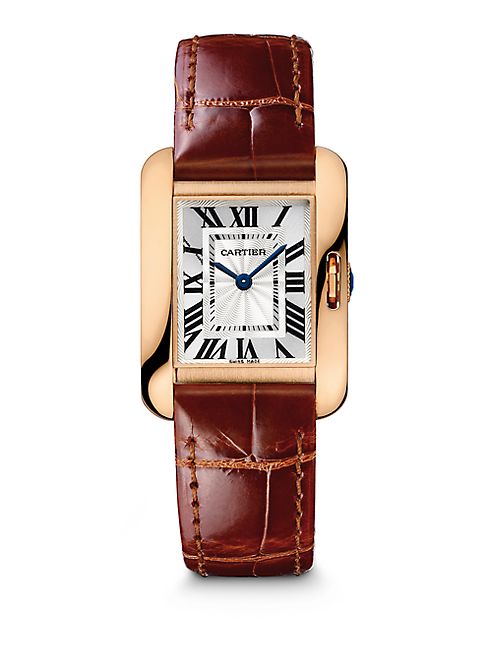 Cartier - Tank Anglaise Small 18K Pink Gold & Alligator Strap Watch