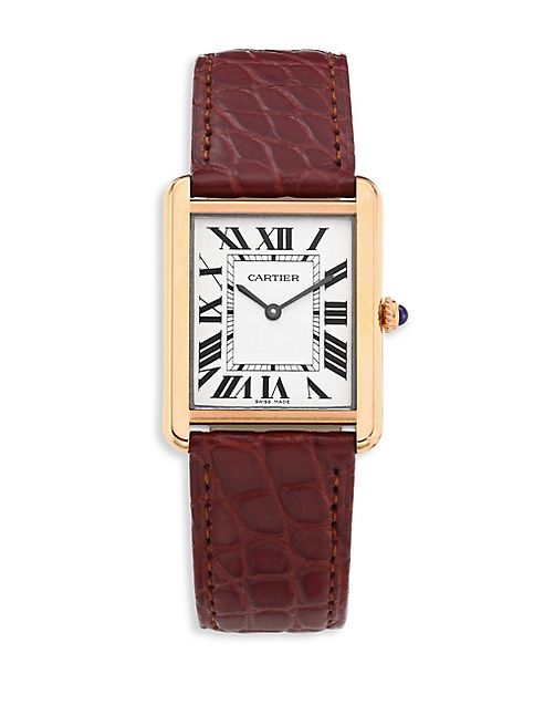 Cartier - Tank Solo Large 18K Pink Gold & Alligator Strap Watch