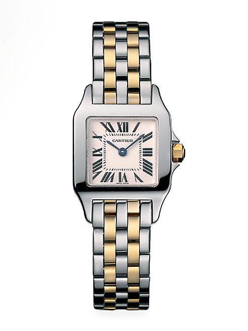 Cartier - Santos Demoiselle Small Stainless Steel & 18K Yellow Gold Bracelet Watch